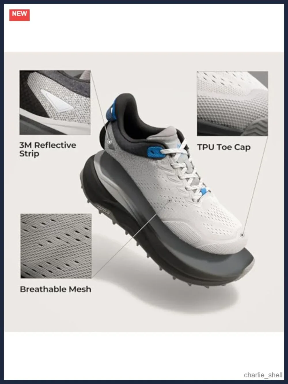 NORTIV 8 Men's Trail Running Shoes Wide Toe Box Breathable Support